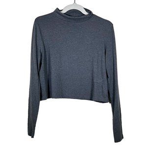 Wild Fable - Women's Size L - Solid Grey Crop Top - Long Sleeve Mock Neck